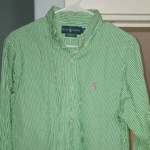 Ralph Lauren Green Striped Men's Shirt